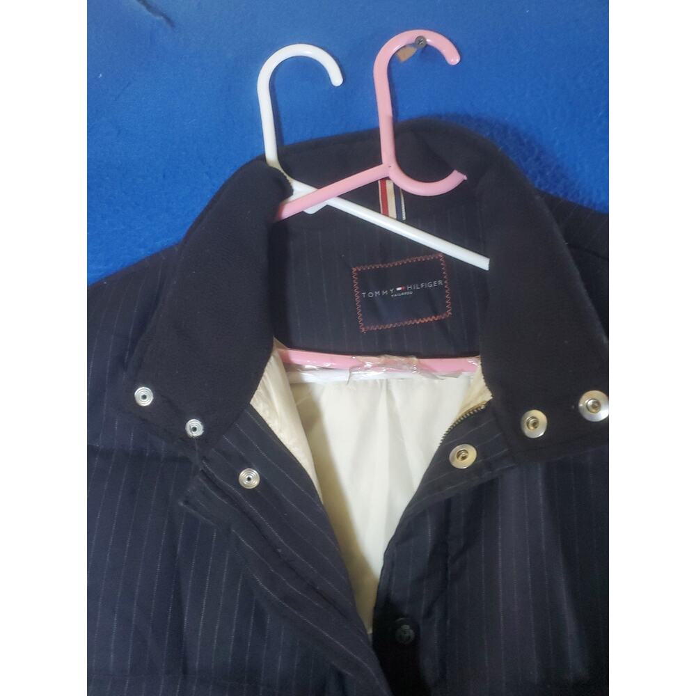 Tommy Hilfiger Men XL Pinstripe Puffer Vest Wool Blend Full Zip Snap Insulated - Picture 4 of 16